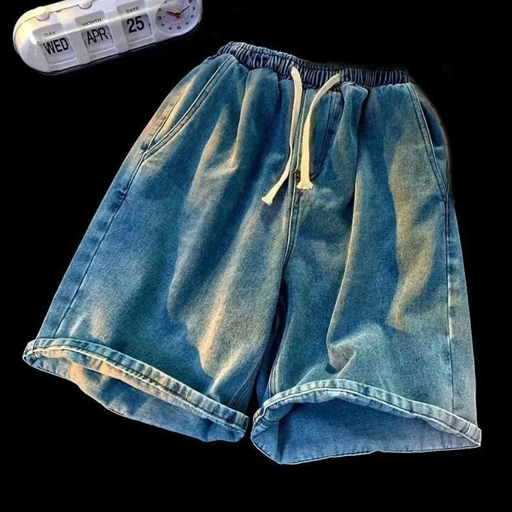 

All Seasons Light Blue Distressed Casual Pants Washed Baggy Style Shorts Comfortable Loose Fit All Seasons Suitable