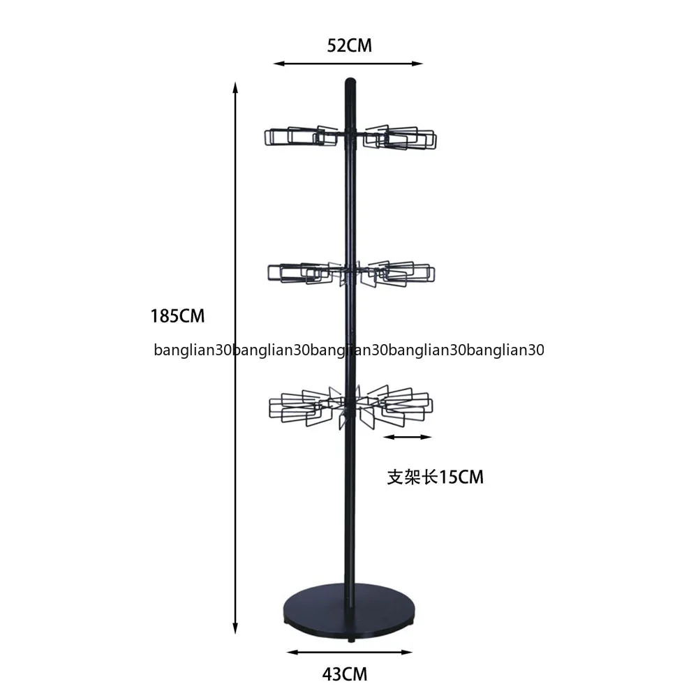 Floor-to-ceiling Three-layer Scarf Rack, Silk Scarf Rack, Rotating Display Rack 16 Hangers.