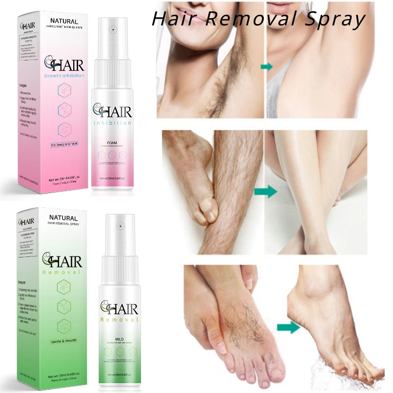 2 Minutes Fast Hair Removal Spray Painless Hair Growth Inhibitor Arm Armpit Leg Permanent Depilatory for Men Women Repair Care