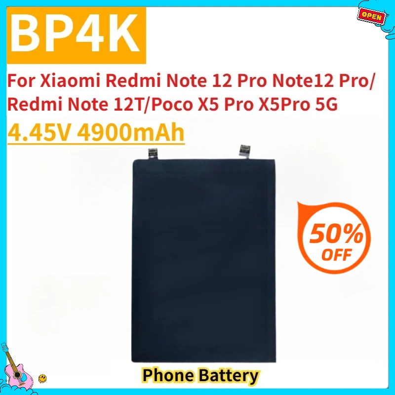 

Новый сменный аккумулятор для мобильного телефона BP4K 4,45 В 4900 мАч для Xiaomi Redmi Note 12 Pro Note 12 Pro/Redmi Note 12T/Poco X5 Pro X5Pro