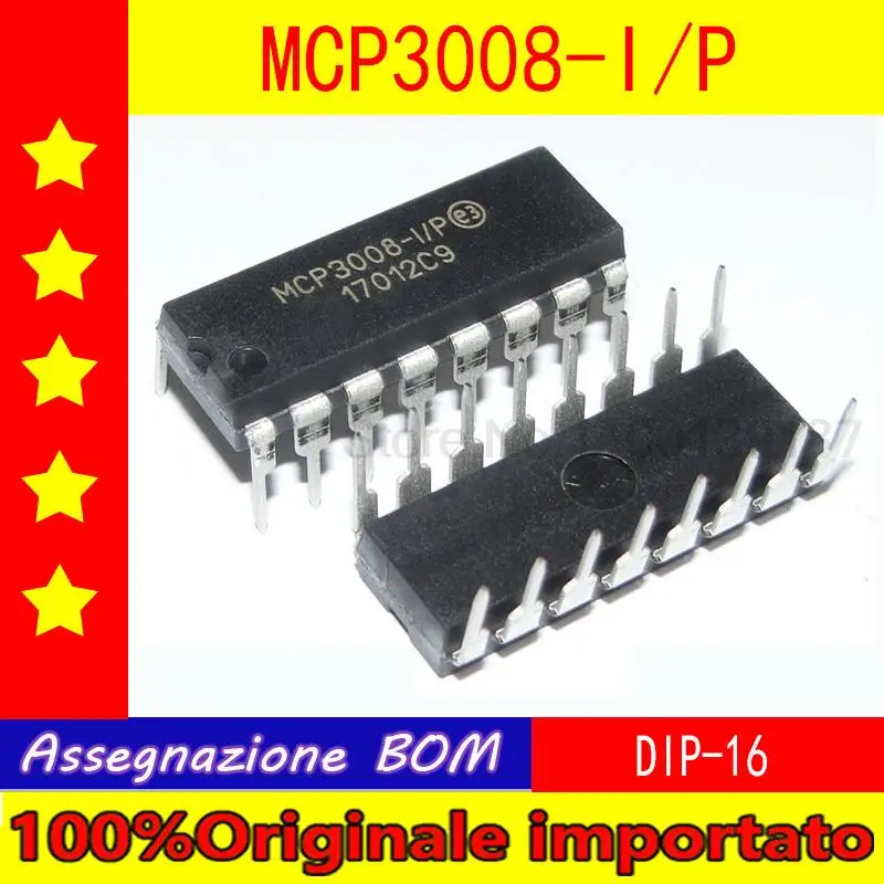 5pcs/lot  MCP3008 MCP3008-I/P  DIP-16  MCP3008-I/SL SOP-16  Analog to digital converter