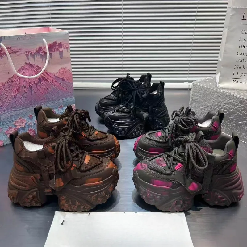 

European Heightened Daddy Shoes Women's 2025 Autumn New Breathable Casual Sneakers