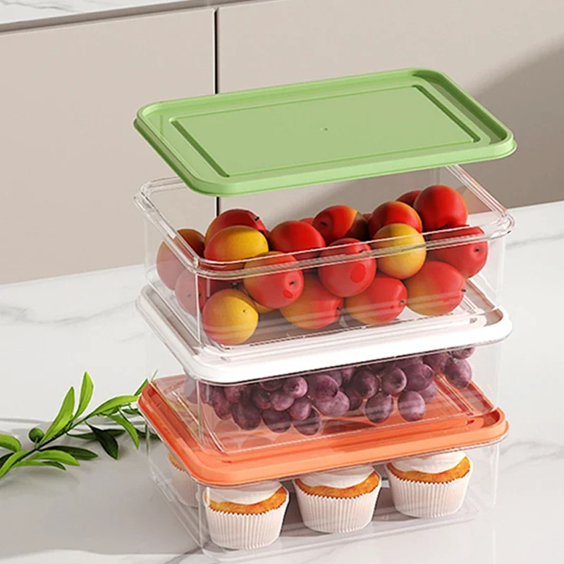 1/3Pcs Food Fruit Storage Box With Lids Portable Refrigerator Freezer Organizers Sub-Packed Meat Onion Ginger Clear Crisper