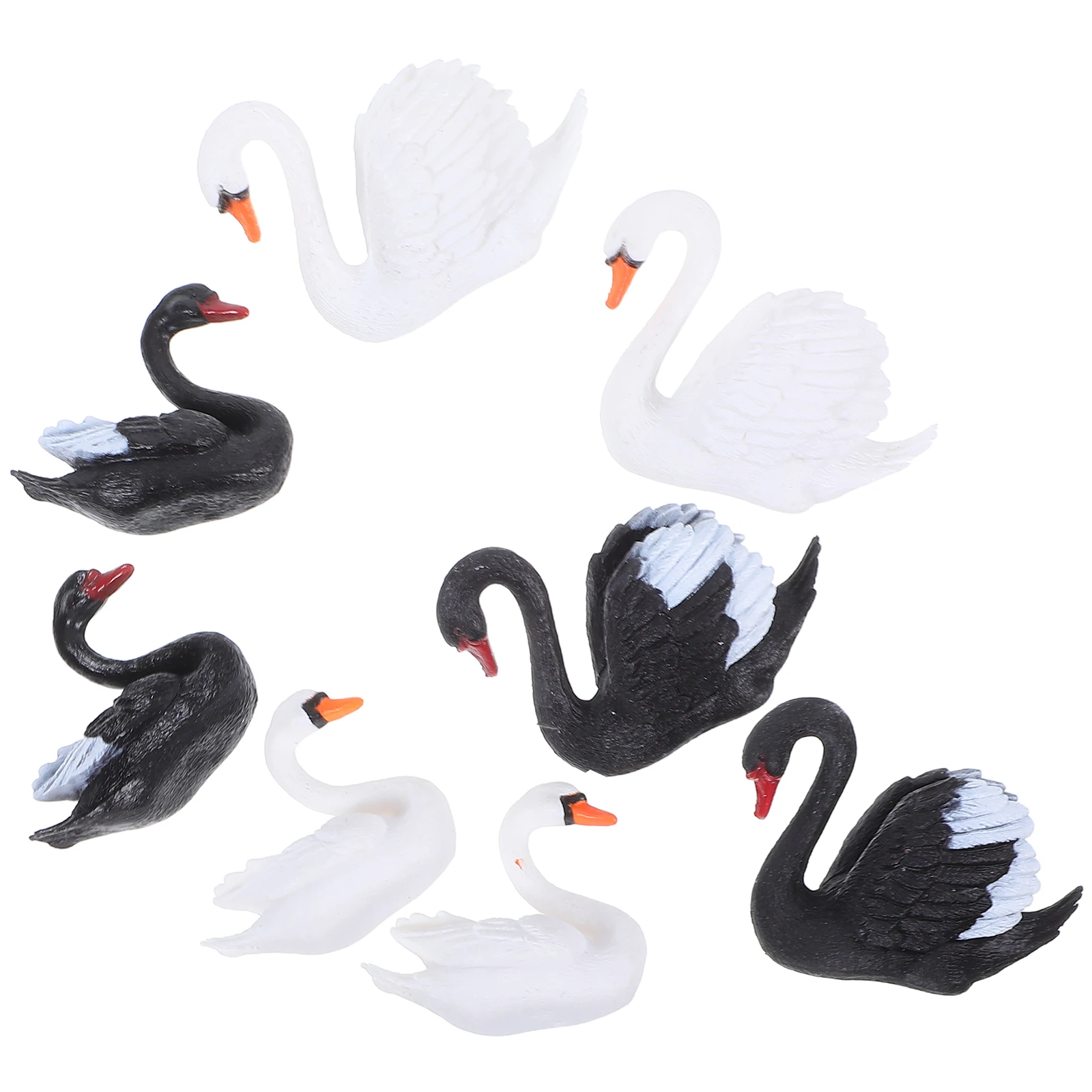 

8pcs Black White Swan Figurines Miniature Couple Decor For Home Garden Office Desk Decoration Swan Sculptures Car Dashboard Tiny