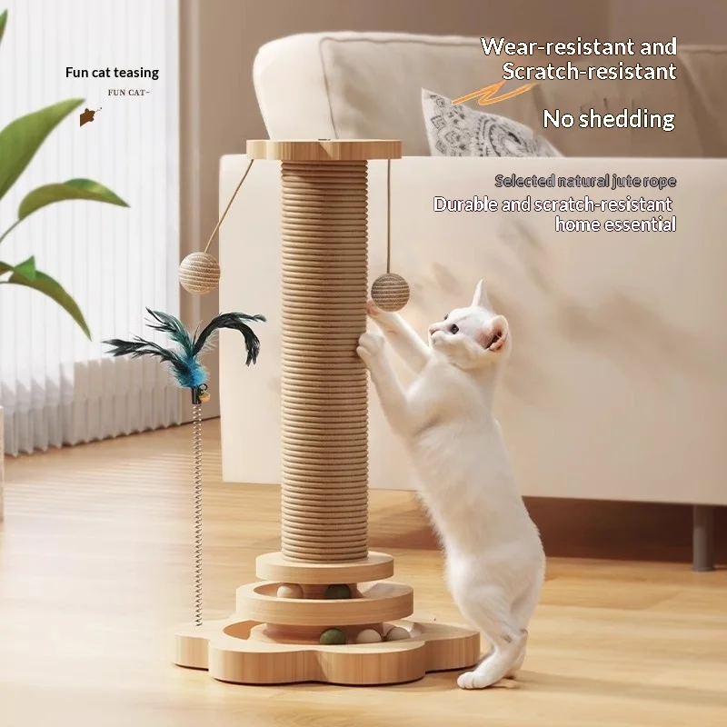 Árbol rascador vertical para gatos de interior con sisal y juguete - imagen 5