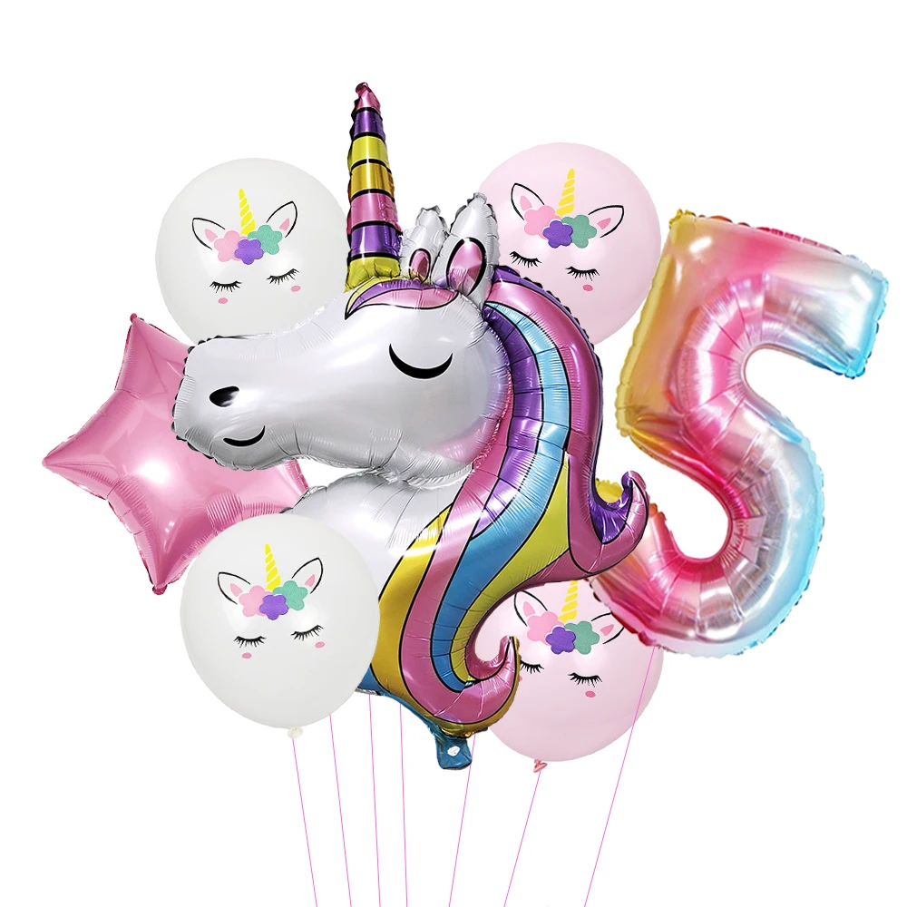 Einhorn Party Luftballons Nummer Folie Luftballons 1 2 3 4 Jahre Einhorn Geburtstags feier Dekoration Regenbogen Einhorn Luftballons Baby party – Detail 6