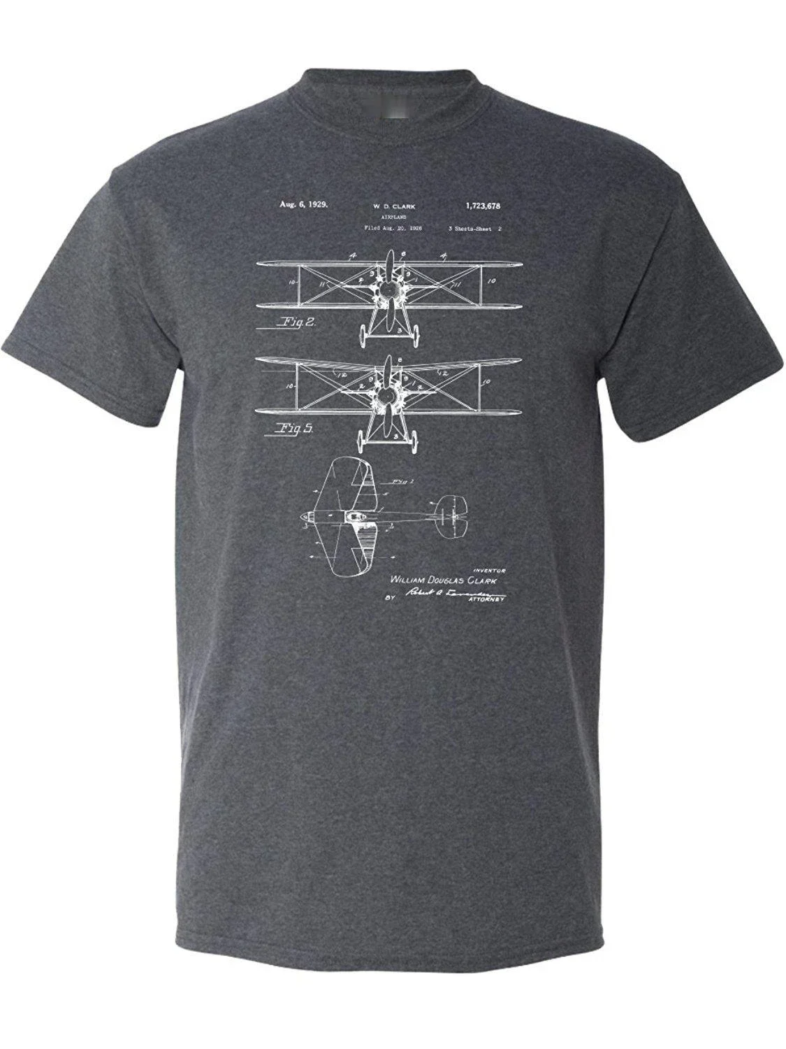 

Airplane Pilot 1929 Biplane Patent Aviation Graphic T Shirt. Short Sleeve 100% Cotton Casual T-shirts Loose Top Size S-3XL