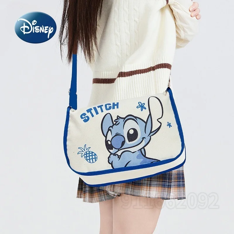 Disney Stitch New Shoulder Messenger Bag Canvas Fashion Girl Shoulder Bag Luxury Brand Original Casual Girl Bag Large Capacity