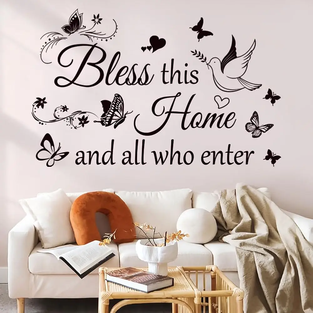 

Family Wall Decor Sticker Wail Quotes Bless This Home and All Who Enter Quotes Decals Motivational Stickers for Living Room B