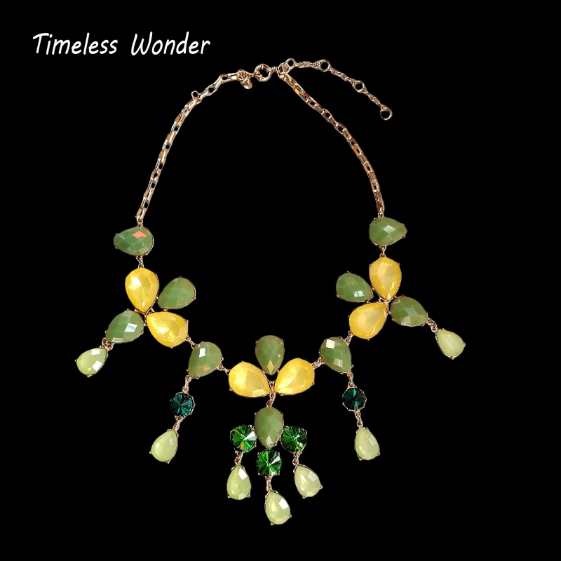 Timeless Wonder Fancy Zircon Geo Cut Statement Necklace for Women Designer Jewelry Runway Trendy Art Deco Trendy Rare 4422