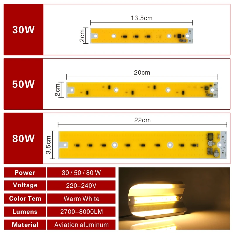 30W 50W 80W LED COB Chip für Flutlicht 220V-240V Kalt/Warm weiß LED Lampe Scheinwerfer Vollen Spektrum Wachsen Pflanzen Licht für Blume