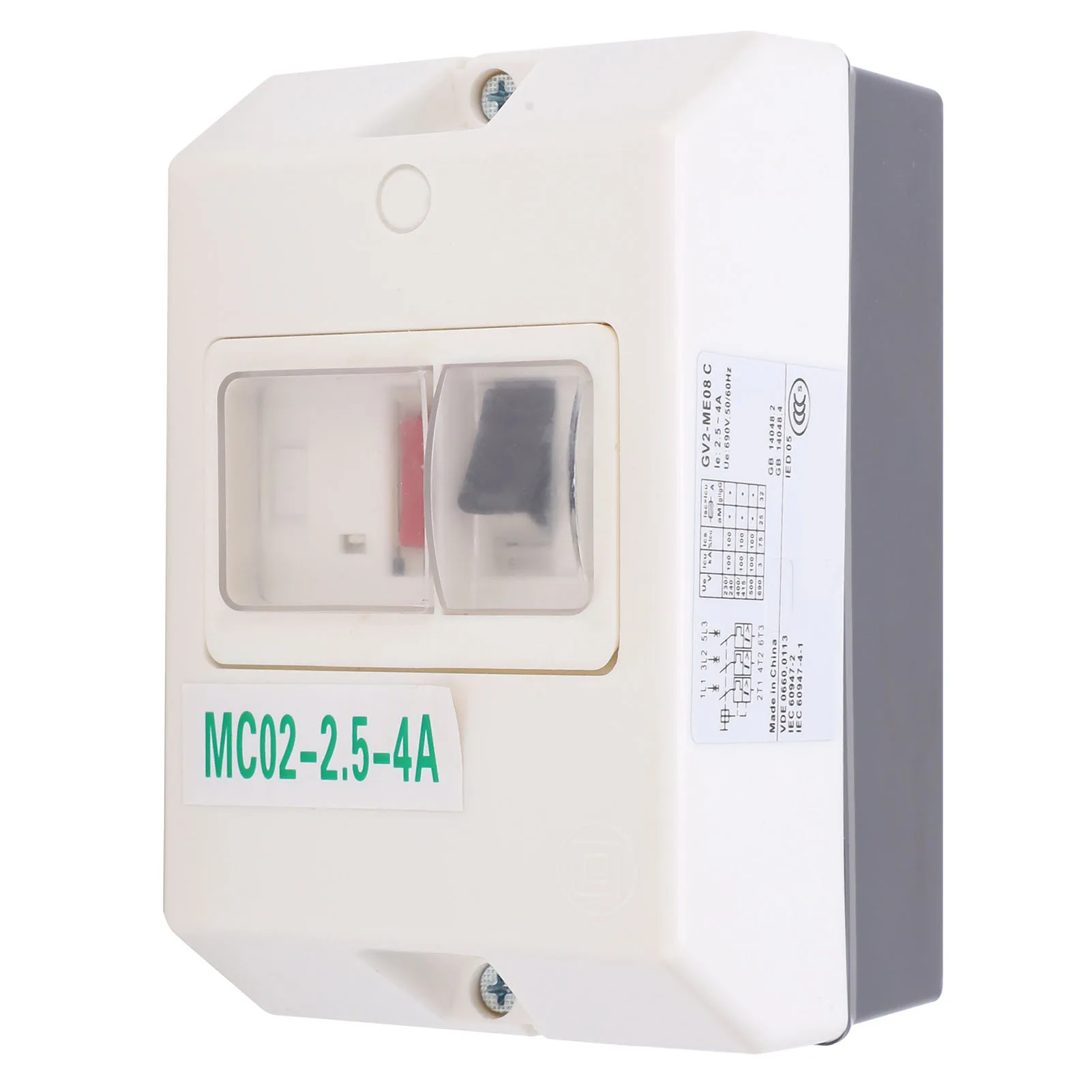 Motorbeschermingsschakelaar Elektrische Waterdichte Stroomonderbreker Beschermer MC02-2.5-4A 220V/380V