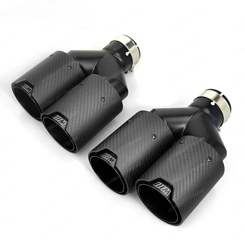 Suitable for MP carbon fiber tailpipe four out exhaust pipe modification with stainless steel matte black dual outlet tailpipe