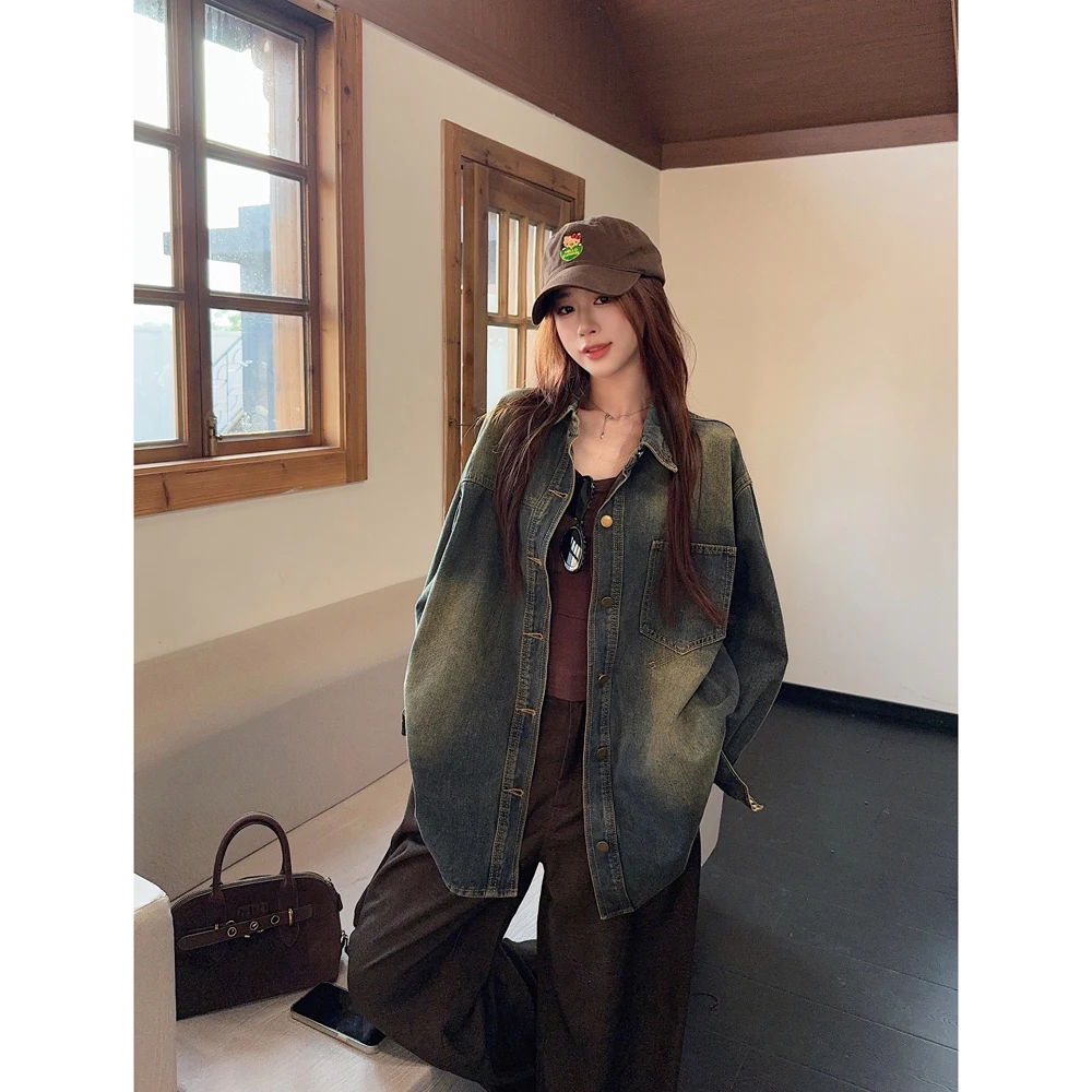 

Denim Coat Pink Flowers Womens Winter Four-Pocket Button-Embellished Quilted Plush Hooded Flared Functional Jackets Distressed