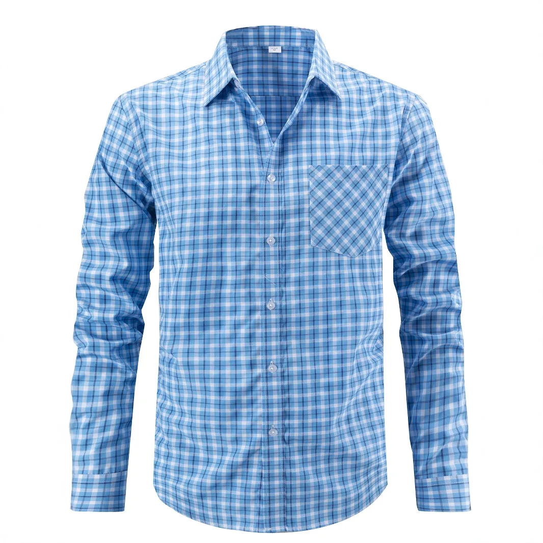 Camicia scozzese con risvolto multicolore casual da uomo nuova