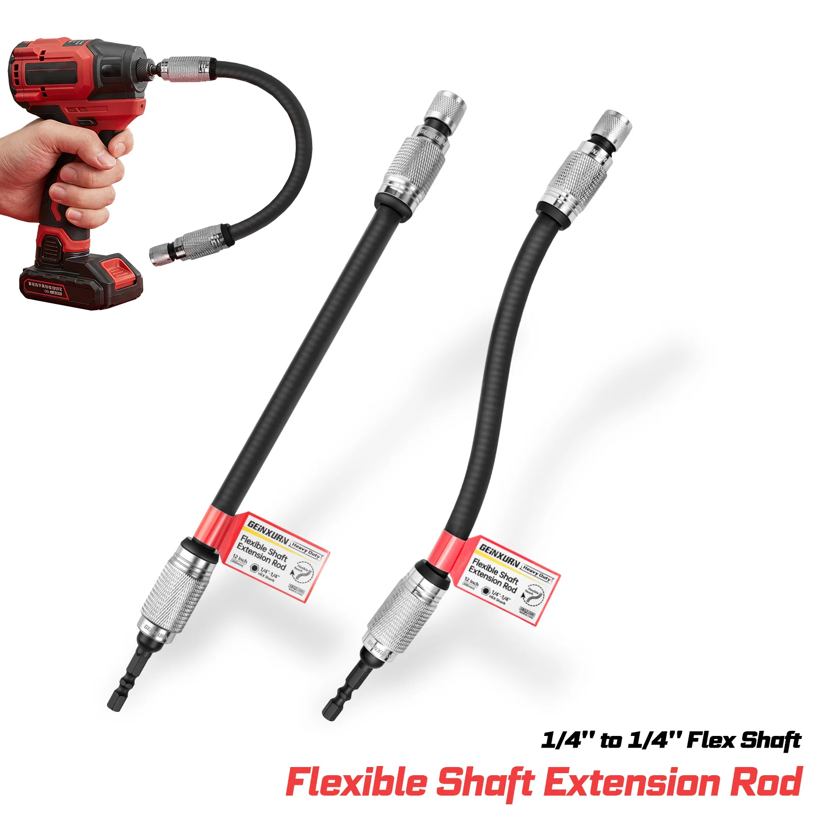 Geinxurn Flexible Shaft Extension Rod Kit,1/4