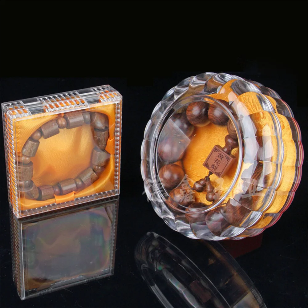 New Minimalist Acrylic Transparent Box, Round Size Sandalwood Bracelet Box, Agarwood Display Box Buddha Bead Bracelet Box