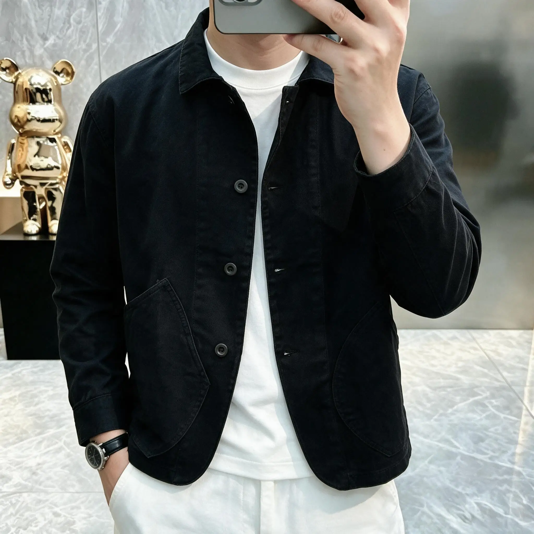 High-End American Style Casual Workwear Retro Jacket Men's Autumn Winter Design Sensation Niche Outerwear