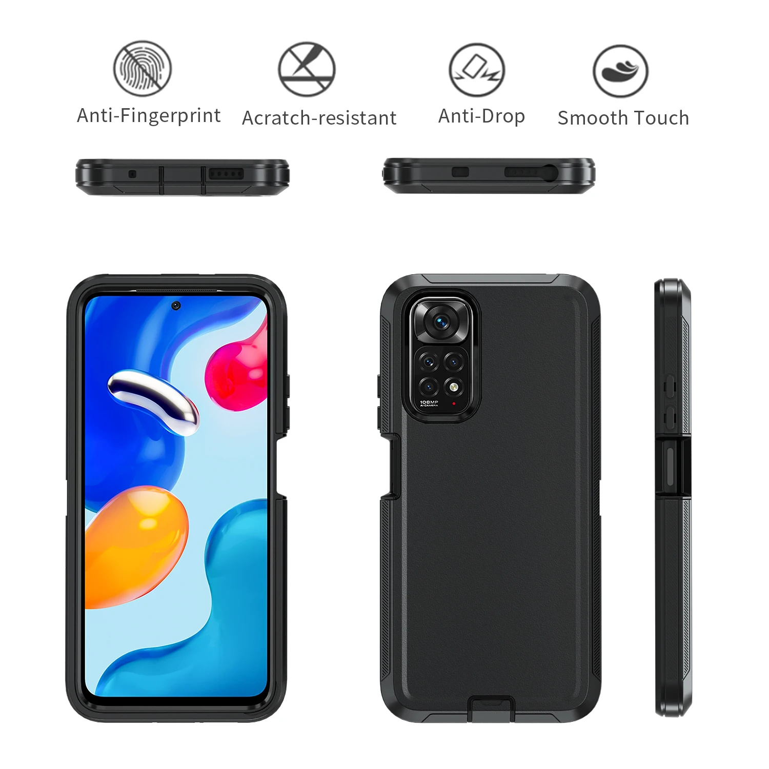 Armor Shockproof Defender Phone Case For Redmi 12 Note 11S 12S Pro Hard PC+TPU Back Cover Anti-fall Case For Xiaomi 11T PRO