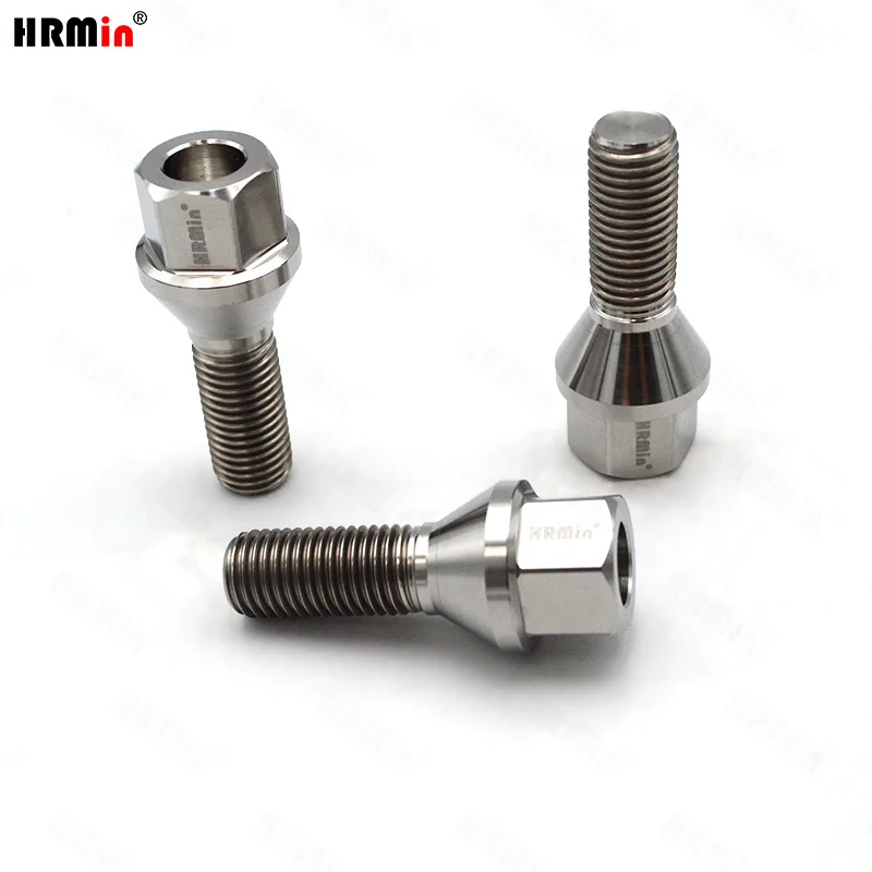 HRMin rim bolt M12*1.25*28-45mm Gr.5 titanium Conical seat wheel hub bolt titanium bolt lug bolt for  Fiat Peugeo racing car