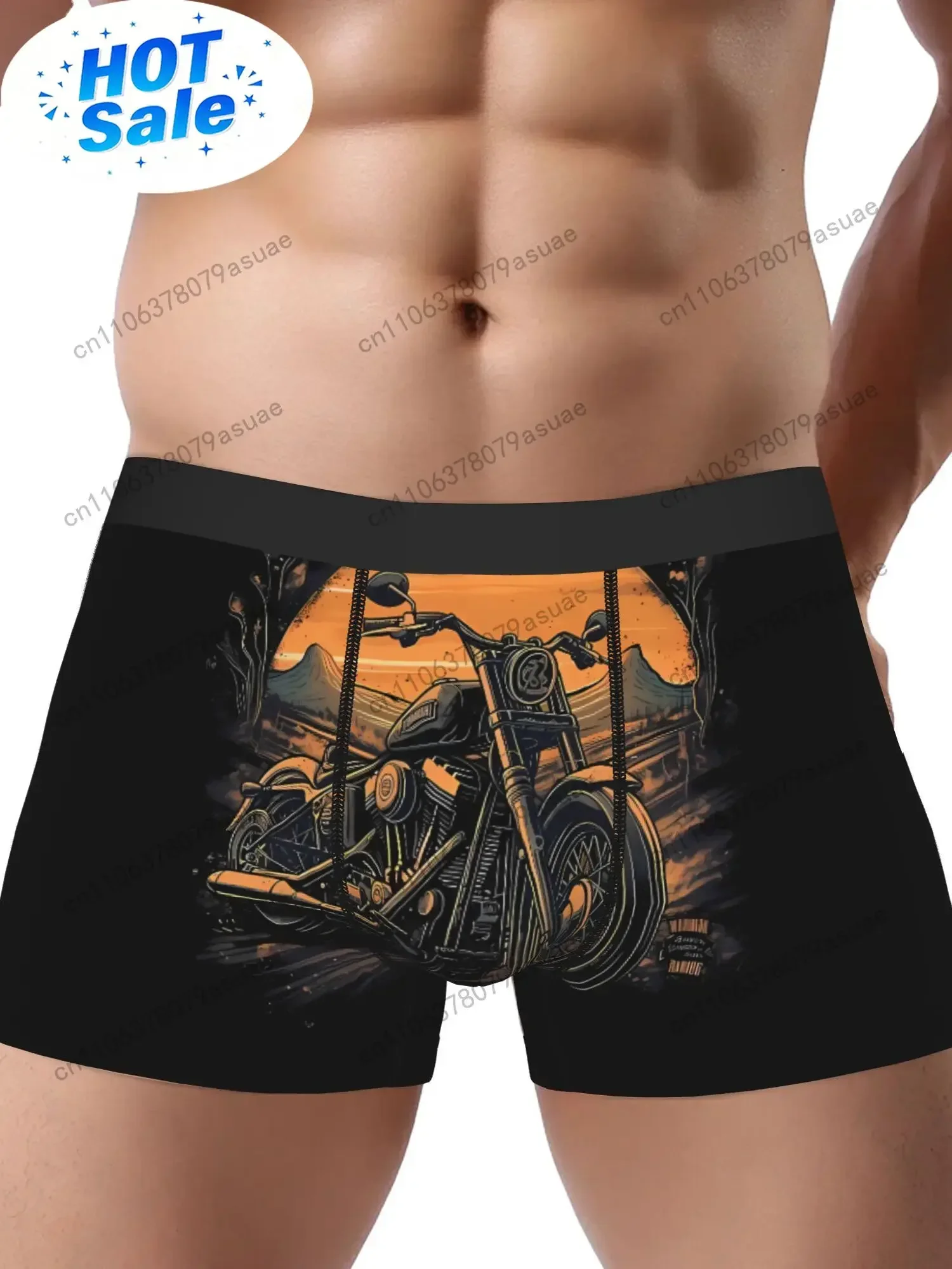 Ride Into The Past Vintage Motorcycle Underwear Polyester Briefs Underpants
