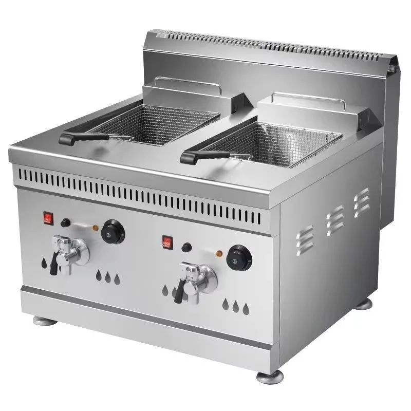 

Commercial High Quality Double Tank 15L+15L Deep Fryer For French Fries Hot Dog Fryer Machine