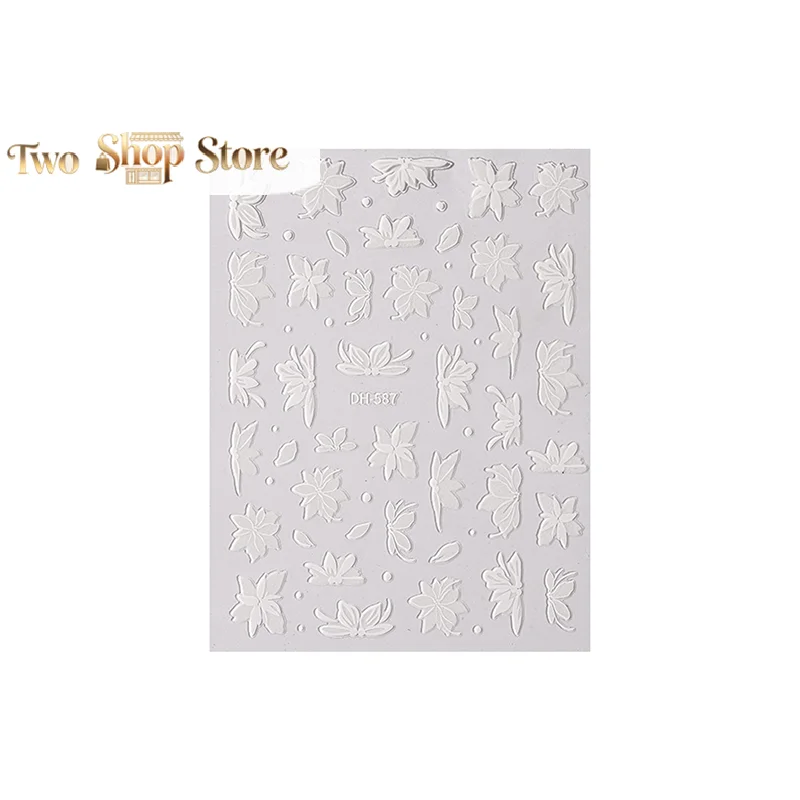

White Magnolia Flower Hand Drawn Temperament Nail Sticker Enhancement Adhesive Decal Decoration