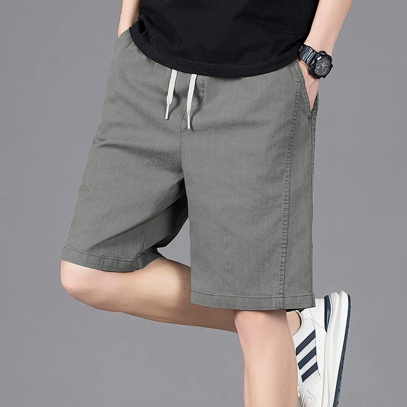 

Men's Lightweight Drawstring Knee Length Shorts Casual Breathable Cotton Linen Blend Summer Shorts