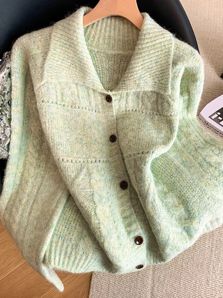 

Loose Long Sve Knitted Sweater Women's Spring Faion 2026 Collared Base irt Open Cardigan Soft Fabric Travel Casual Hom...