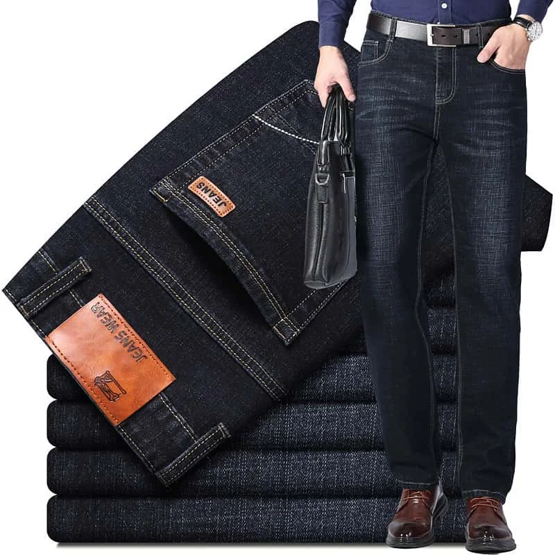Durable denim men's jeans straight leg men's pants Business casual office daily wear Classic men's pants Available in large size