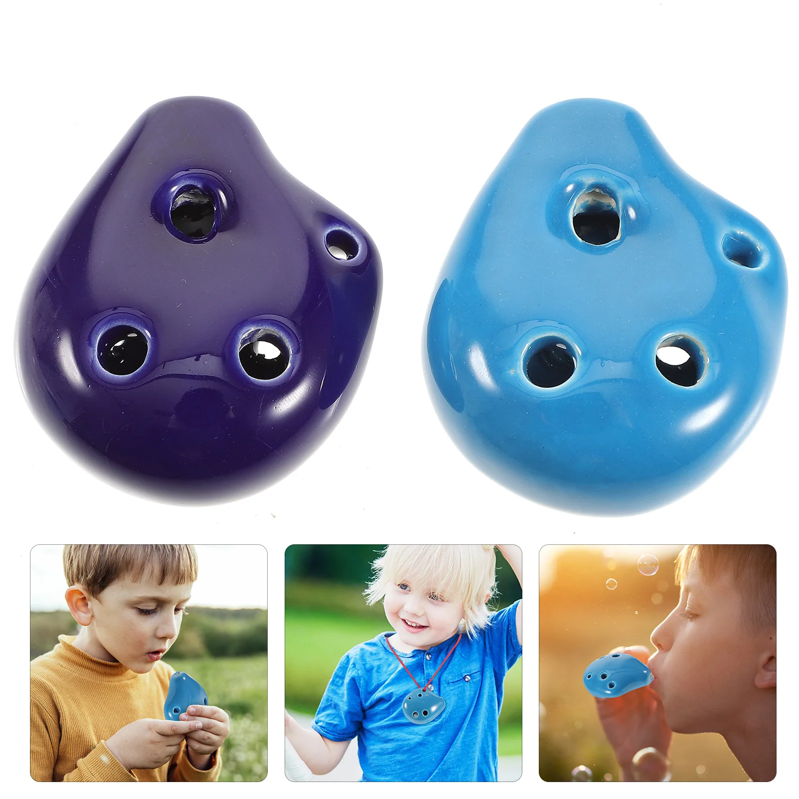 

2Pcs Ceramic Ocarina 6 Hole Alto C Mini Flute Musical Instrument for Kids Adults Handcrafted Sound Therapy Tool
