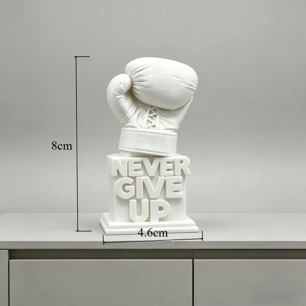 8cm 3D‑Printed Boxing Glove Figurine, "Never Give Up" Inspirational Motivational Sculpture, Creative Desktop Ornament Gift view 2