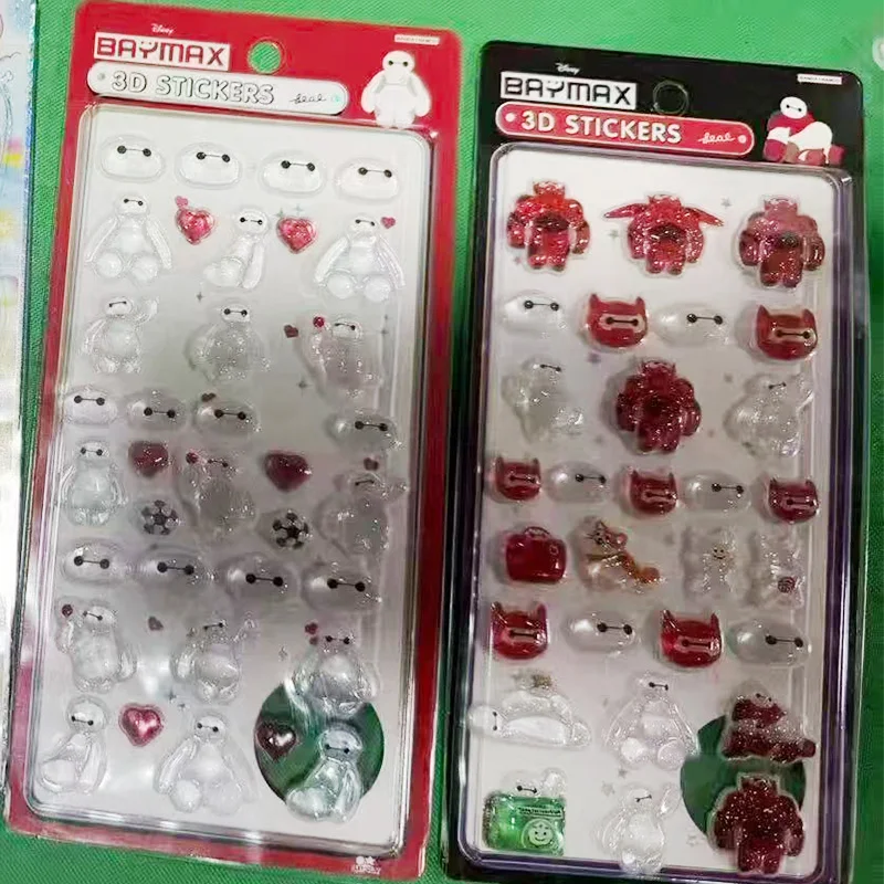 Pegatina en relieve 3D de Disney Baymax, pegatina de cristal con dibujos animados, decoración hecha a mano, funda para teléfono, maleta para ordenador portátil, regalos de recompensa para niñas