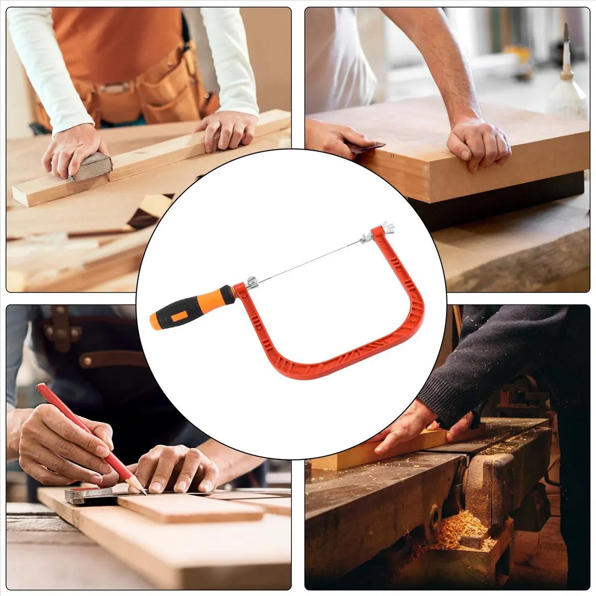 newyear828 6 Inch Coping Saw Hand Saw, Fret Saw Coping Frame and Extra 20 Pcs Replacement Blades Set for Wood,Plastic, Rubber,