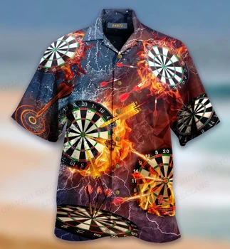Camisas de praia masculinas dardo 3d impresso camisas das mulheres dos homens moda camisa havaiana casual praia blusas vocação lapela camisa menino blusa