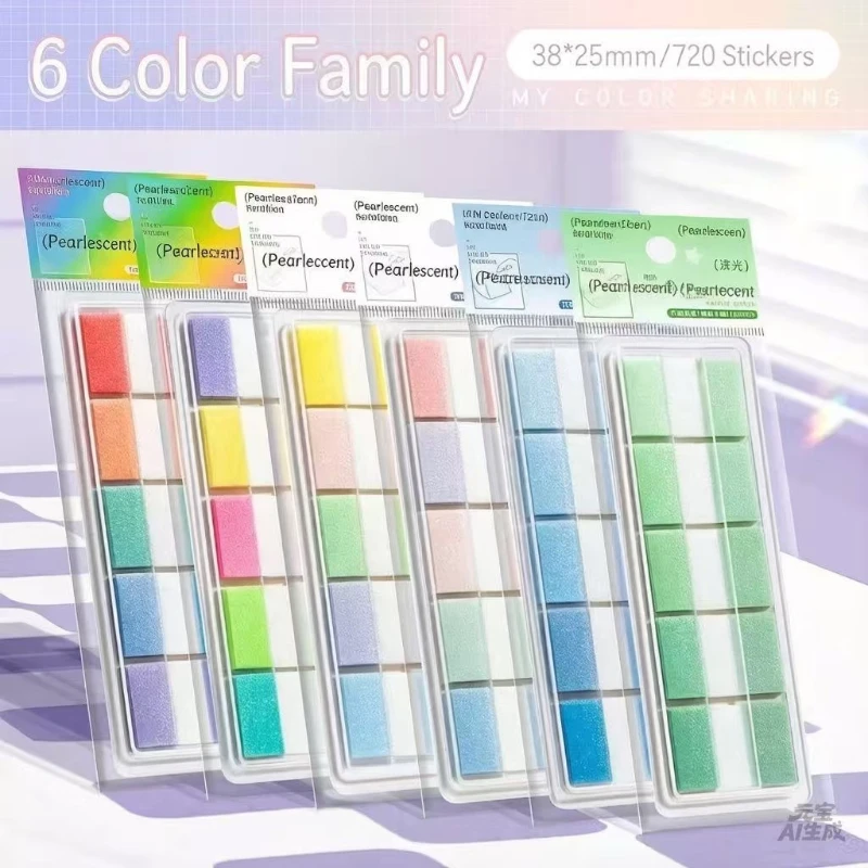 Office School Supplies Pearlescent Gradient Color Index Stickers Translucent Label Candy Student Cream Kawai Lovely Memo Pad