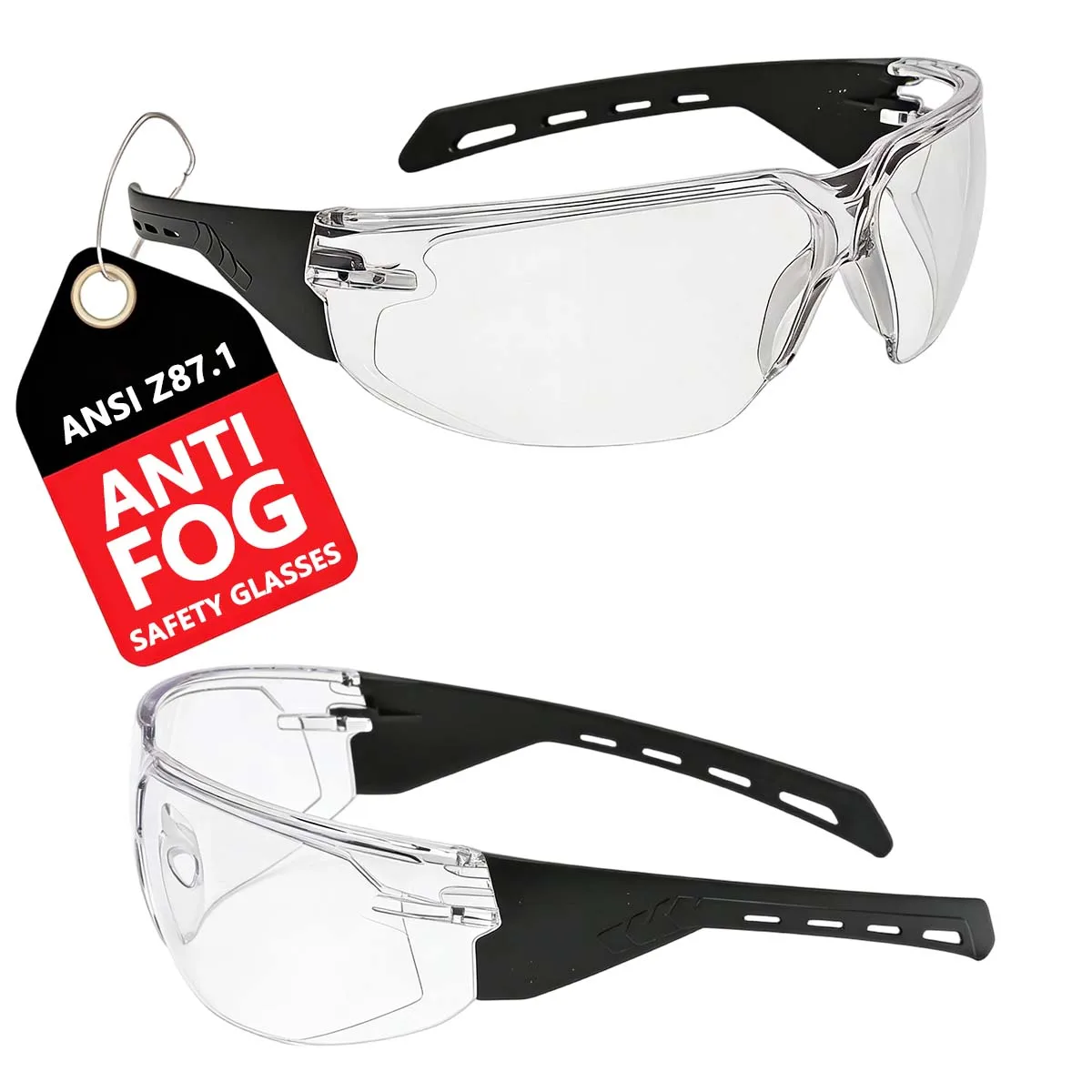 Z87.1 Schutzbrille für Herren, Klare oder Getönte Antibeschlag-Schutzbrille mit Sicherer Passform HM10
