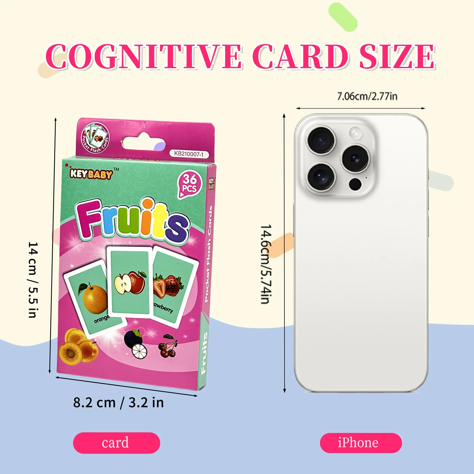 Portable Early Learning Flash Cards Set 4 Themes Fruits Vegetables Animals Colours Educational Cognitive Recognition Cards