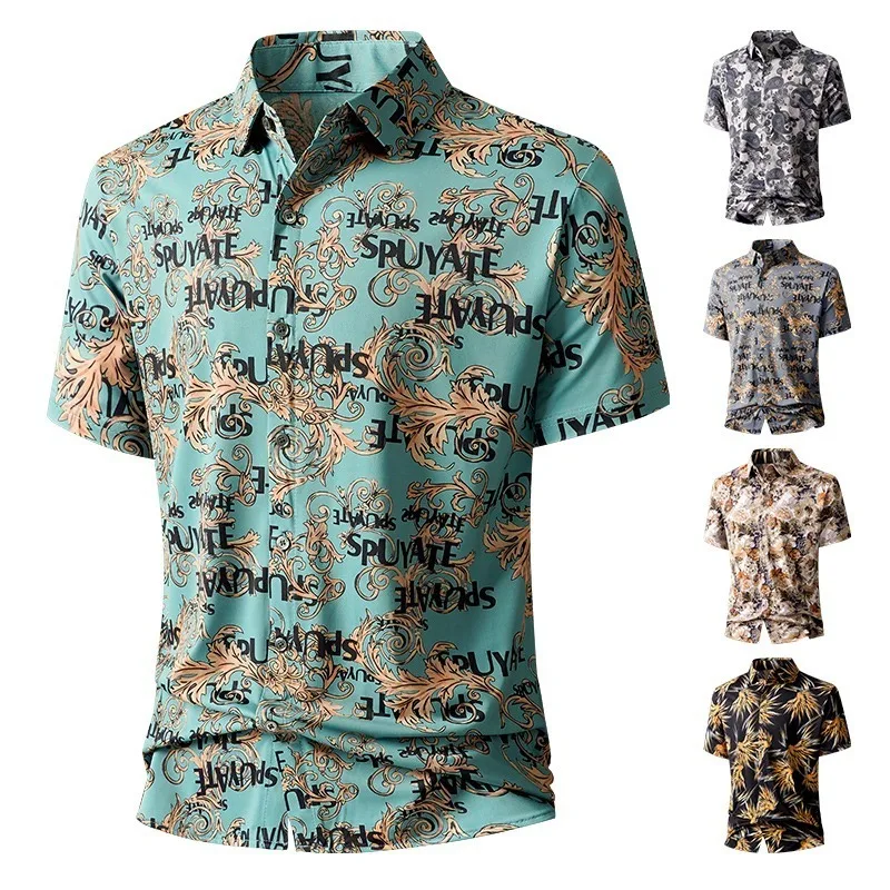 

Уличная мужская легкая рубашка, льняные рубашки с коротким рукавом для мужчин, повседневная пляжная гавайская дышащая рубашка с цветочным принтом, мужские майки