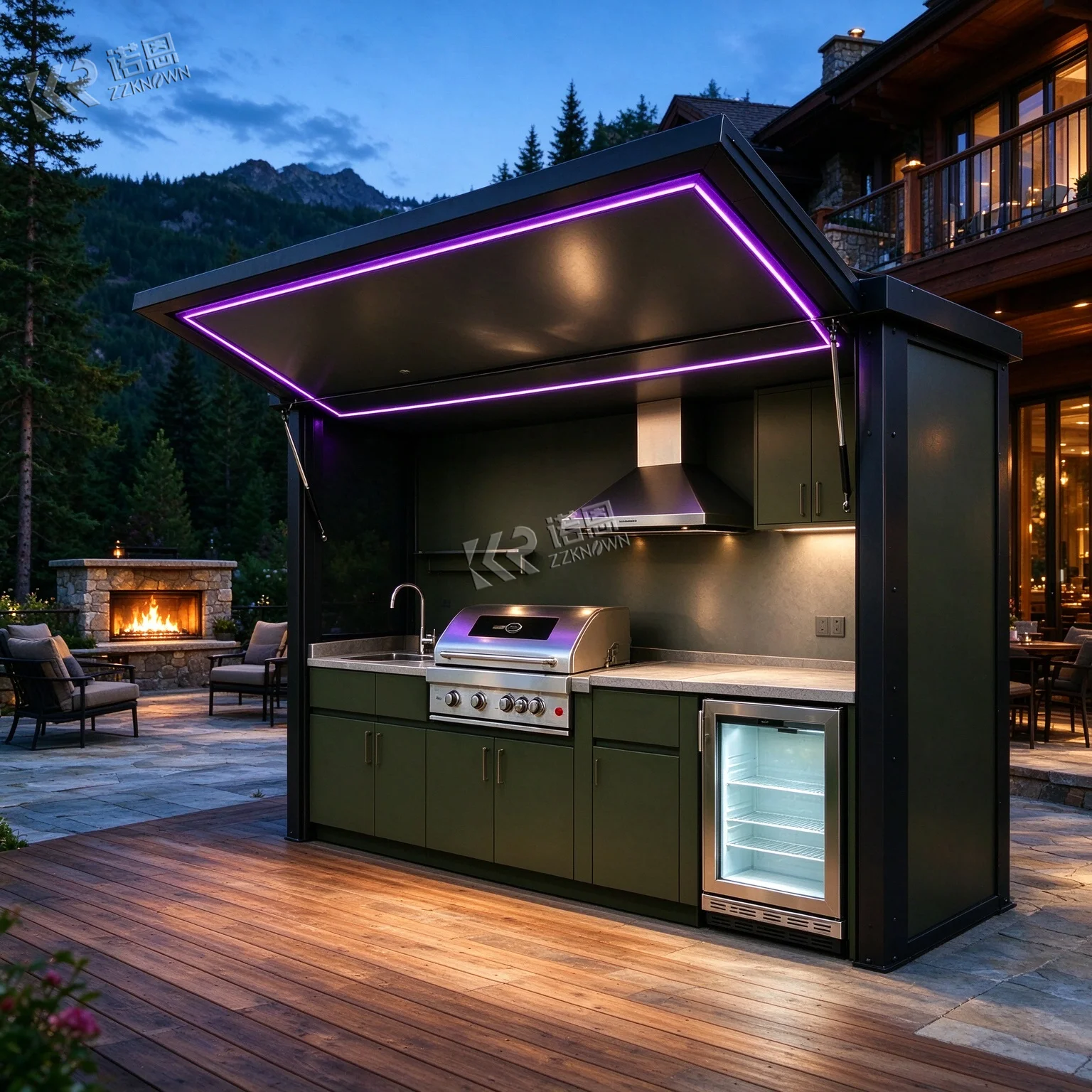 Spicy Grill Tailored Heavy Duty Outdoor Kitchen For Marinated Chorizo Sausage Cooking Outdoor Kitchen