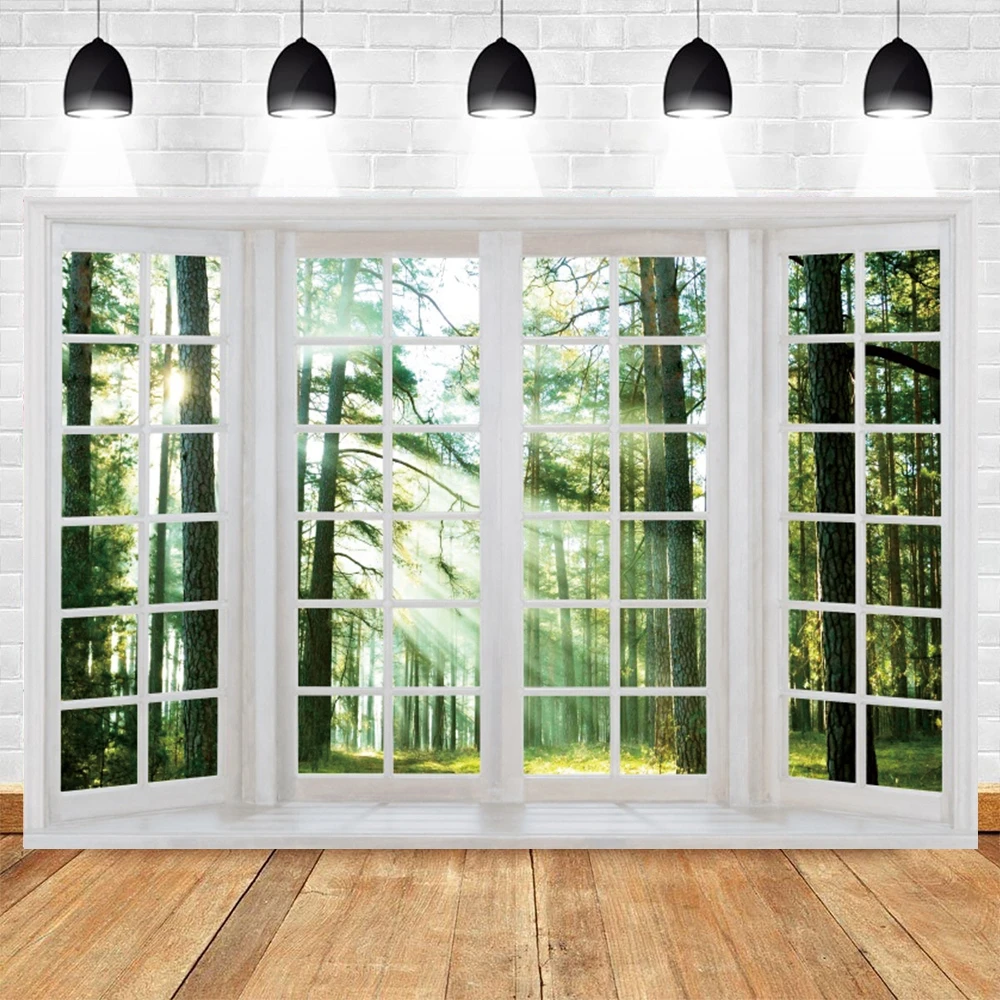 

Spring Summer Window Natural Scenic Photography Backdrops Forest Sunshine Printed Photographic Background Photo Studio Photozone