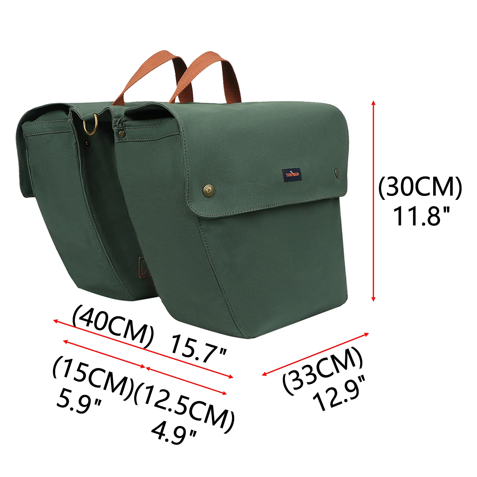 Tourbon Vintage Bicycle Back Seat Pannier Cycling Rear Rack Trunk Bike Luggage Storage Saddle Bag 23L Water Repellent Wax Canvas