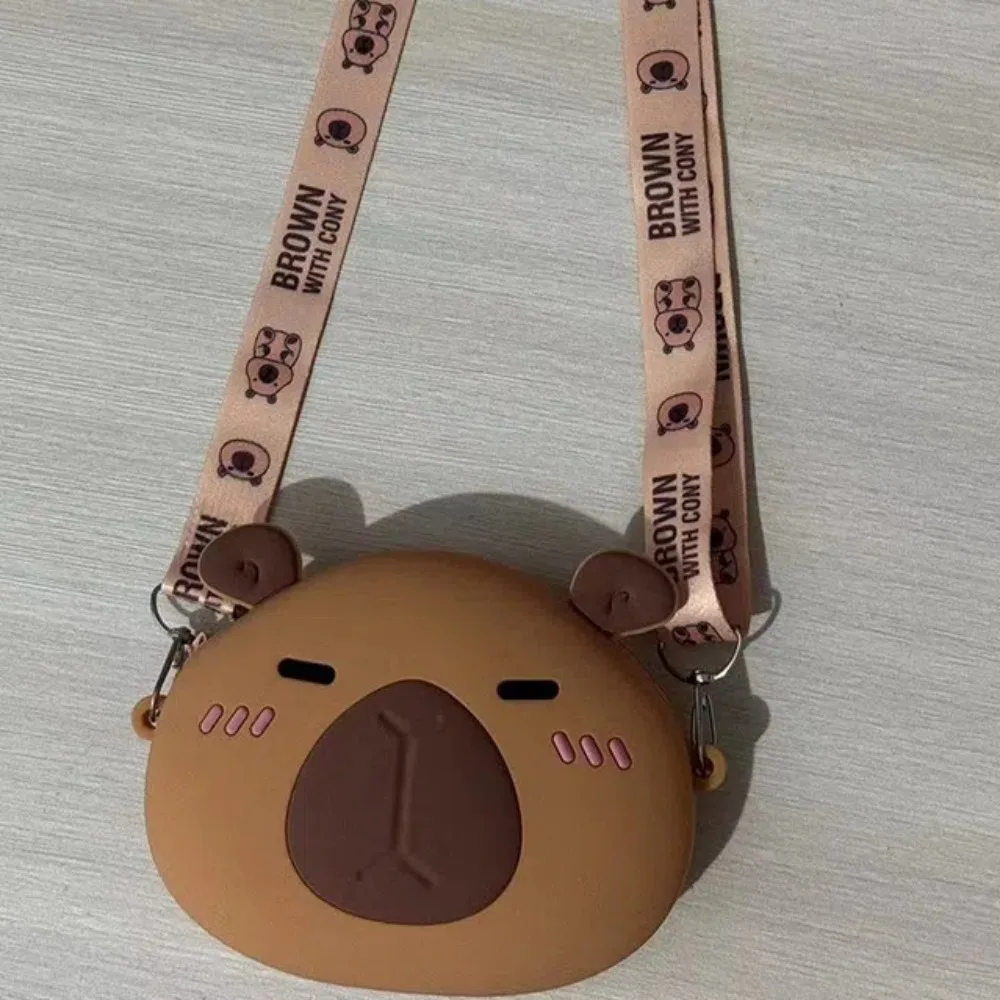 Silica Gel Capybara Crossboday Bag Adjustable Straps Cartoon Capybara Shoulder Bag Waterproof Zero Wallet Kawaii Animal Purse