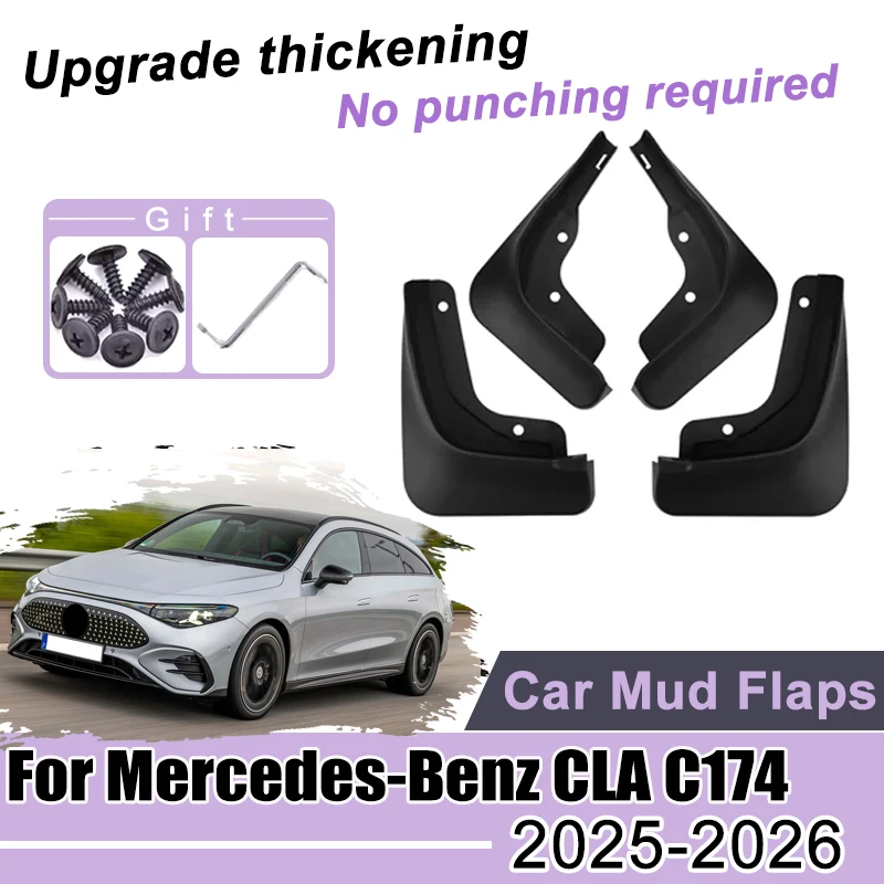

1 Set Easy install Mud Flap Car Mudguard For Mercedes-Benz CLA C174 Accessories 2025 2026 Splash Guard Anti-fouling Fender Tools