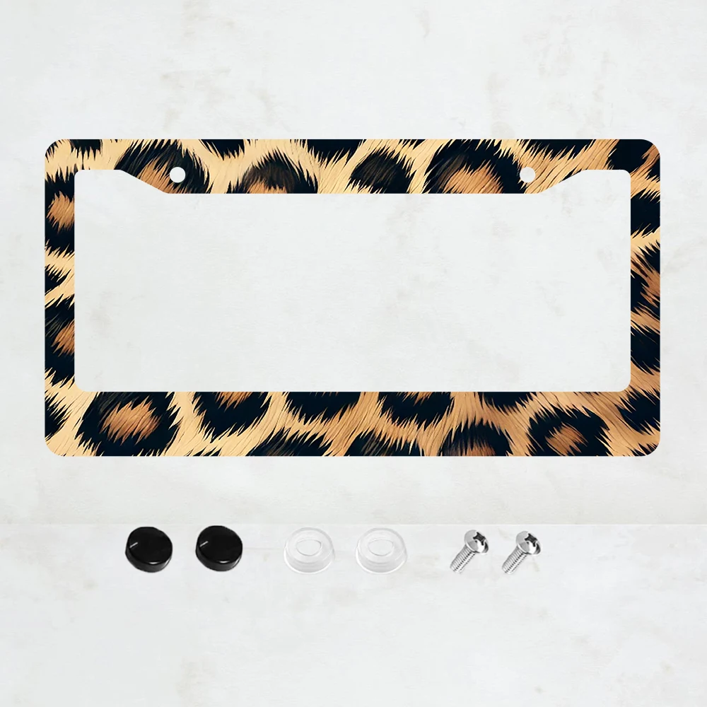 

1 шт. Декоративная рамка для номерного знака из алюминия с леопардовым принтом в африканском стиле, камуфляжная, стандартный размер США, для автомобиля