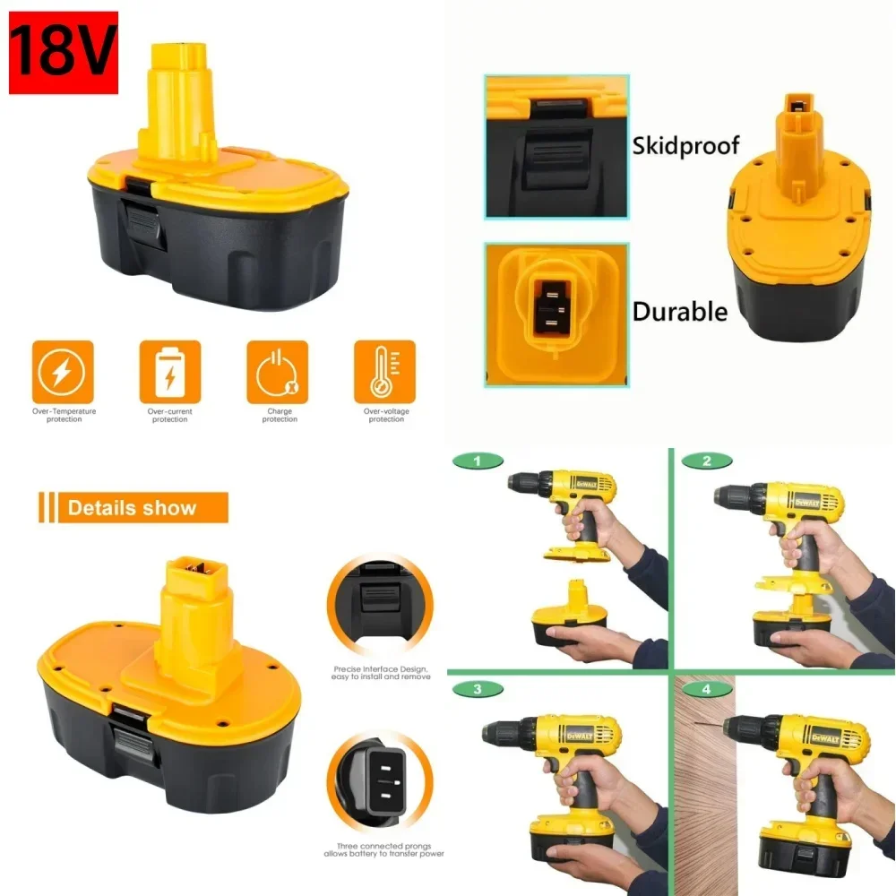 9,6 V 12 V 14,4 V 18 V para DeWalt DE9071/9074/9075 DWCB12 DC9071 DC727KA 48Ah NiCad Batería