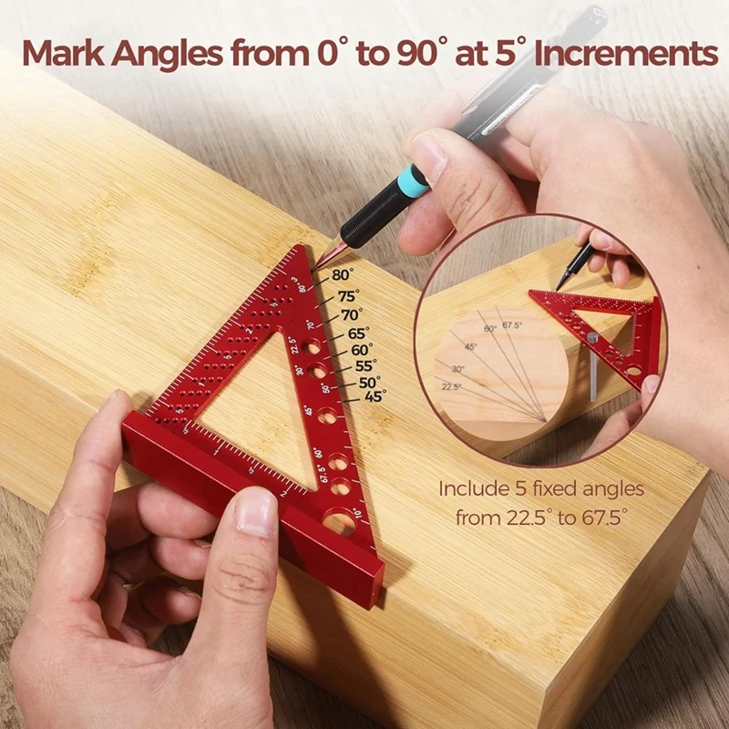 Carpenter Square Woodworking, As Shown Metal With Fixed Angle Pin And 0.09Mm Mechanical Pencil