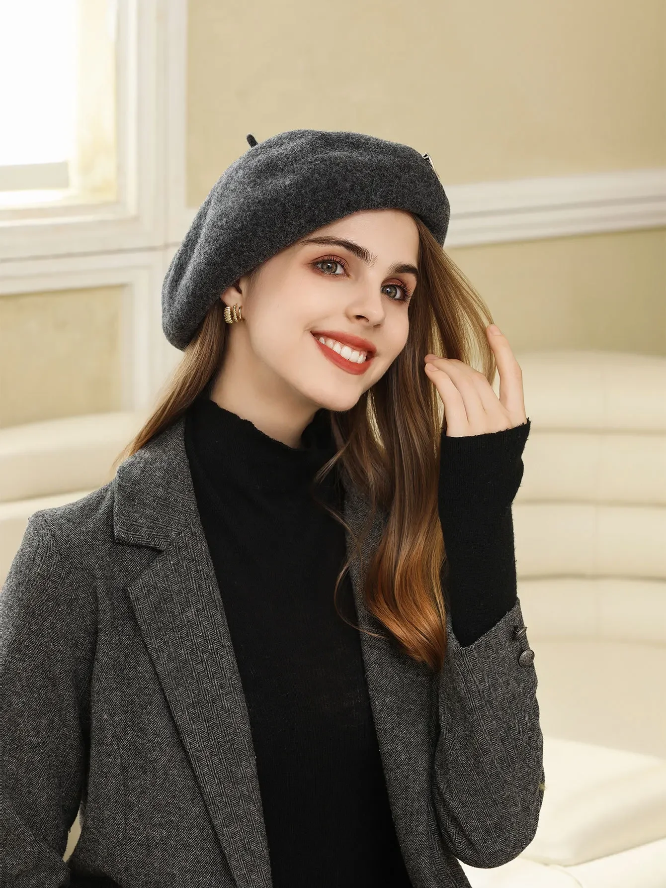 Autumn and Winter Korean Retro Art Elegant Temperament Versatile Fashion Big Head Circumference Face Revealing Small Bailey Hat