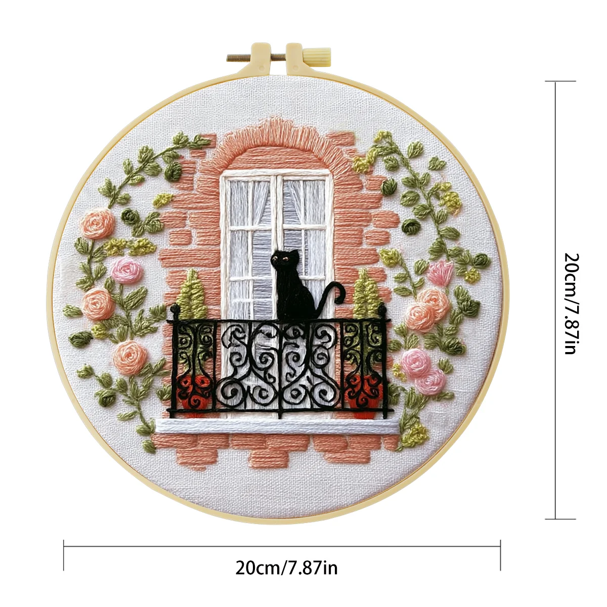 1 Stück 20X20CM/15X15CM 7,87/6,3 Zoll Stickerei-Starter-Kit DIY-Set Heimdekoration, Warme und Gemütliche Hütte, Stickerei-Set – Detail 4