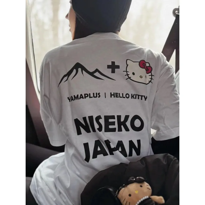 

Милая и крутая стильная ниша Instagram для девочек, универсальная свободная быстросохнущая футболка с короткими рукавами и принтом котенка и кошки